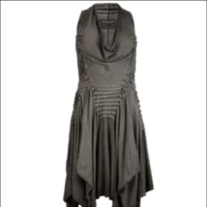 All Saints Athene Silk Ruched Dress Black 10